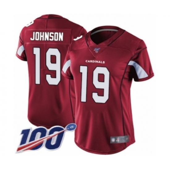 Women's Arizona Cardinals #19 KeeSean Johnson Red Team Color Vapor Untouchable Limited Player 100th Season Football Jersey - Ujersey