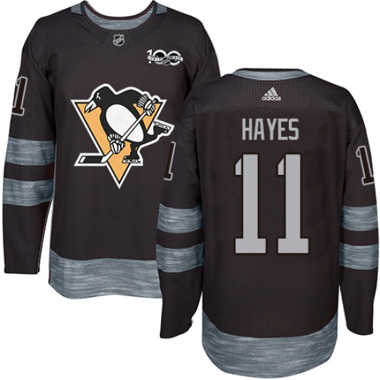 Men's Adidas Pittsburgh Penguins #11 Jimmy Hayes Authentic Black 1917-2017 100th Anniversary NHL Jersey - Ujersey