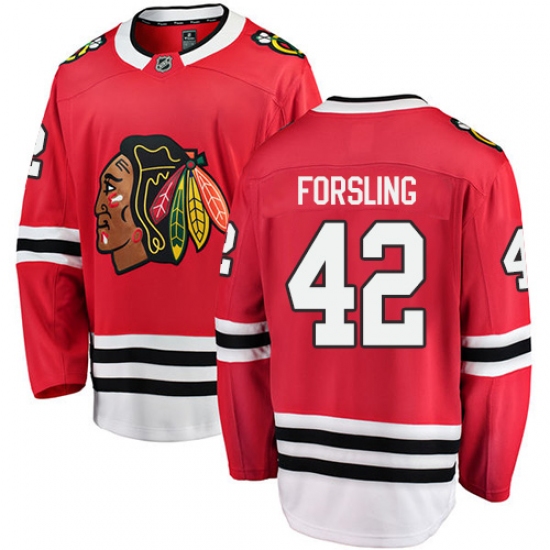 Men's Chicago Blackhawks #42 Gustav Forsling Fanatics Branded Red Home Breakaway NHL Jersey - Ujersey