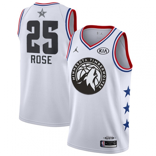 Men's Nike Minnesota Timberwolves #25 Derrick Rose White Basketball Jordan Swingman 2019 All-Star Game Jersey - Ujersey