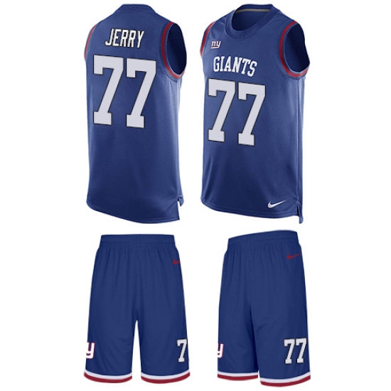 Men's Nike New York Giants #77 John Jerry Limited Royal Blue Tank Top Suit NFL Jersey - Ujersey