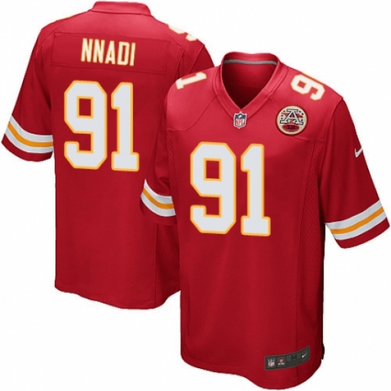 Men's Nike Kansas City Chiefs #91 Derrick Nnadi Game Red Team Color NFL Jersey - Ujersey