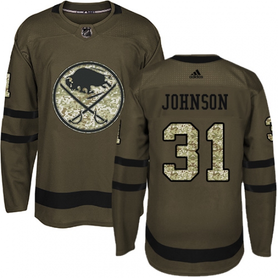 Men's Adidas Buffalo Sabres #31 Chad Johnson Premier Green Salute to Service NHL Jersey - Ujersey