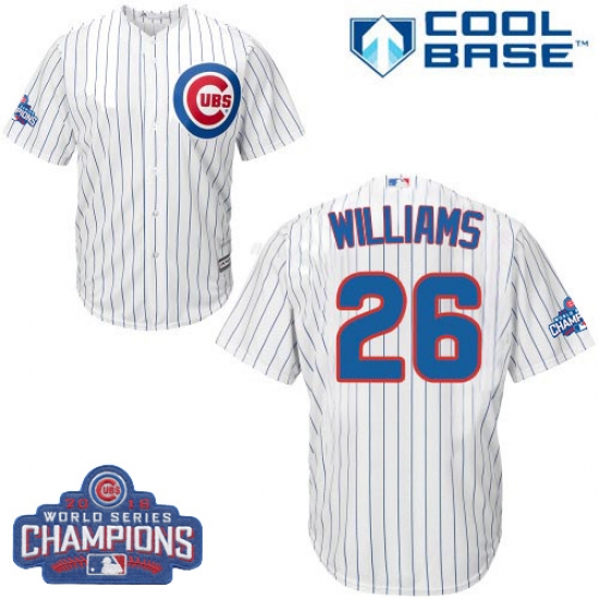 Youth Majestic Chicago Cubs #26 Billy Williams Authentic White Home 2016 World Series Champions Cool Base MLB Jersey - Ujersey