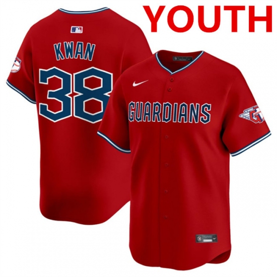 Youth Cleveland Guardians #38 Steven Kwan Red Alternate Limited Stitched Baseball Jersey - Ujersey