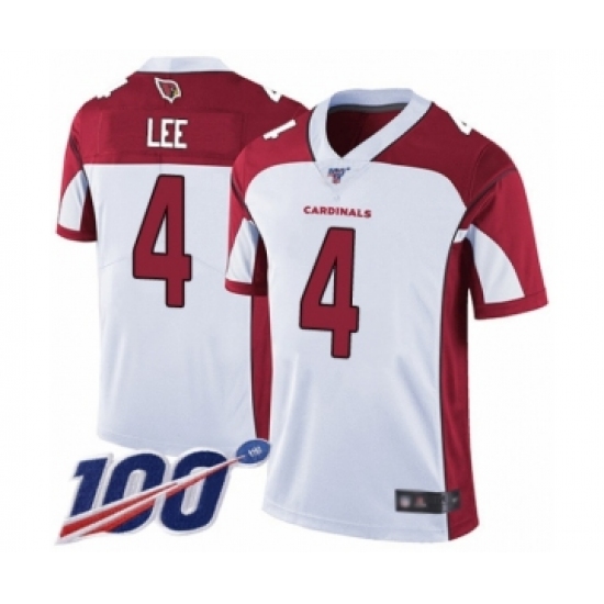 Men's Arizona Cardinals #4 Andy Lee White Vapor Untouchable Limited Player 100th Season Football Jersey - Ujersey