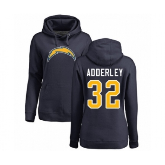 Football Women's Los Angeles Chargers #32 Nasir Adderley Navy Blue Name & Number Logo Pullover Hoodie - Ujersey