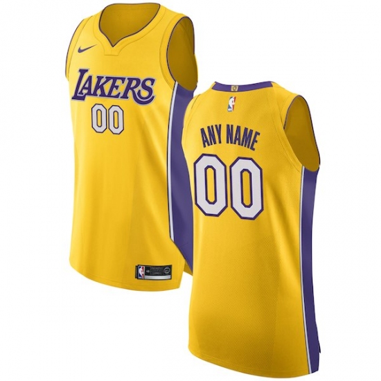 Men's Los Angeles Lakers Nike Gold Authentic Custom Jersey - Icon Edition - Ujersey