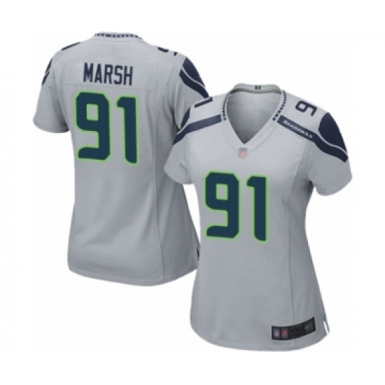 Women's Seattle Seahawks #91 Cassius Marsh Game Grey Alternate Football Jersey - Ujersey