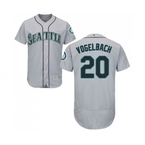 Men's Seattle Mariners #20 Dan Vogelbach Grey Road Flex Base Authentic Collection Baseball Jersey - Ujersey