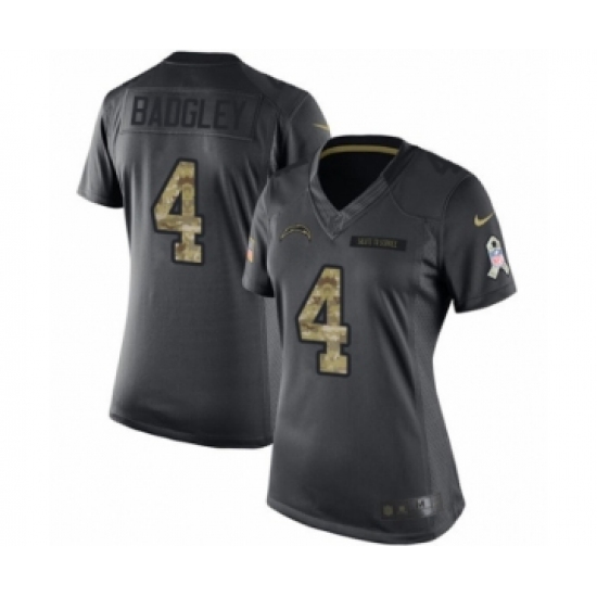 Women's Nike Los Angeles Chargers #4 Michael Badgley Limited Black 2016 Salute to Service NFL Jersey - Ujersey