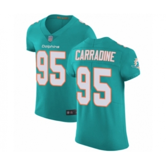 Men's Miami Dolphins #95 Tank Carradine Aqua Green Team Color Vapor Untouchable Elite Player Football Jersey - Ujersey