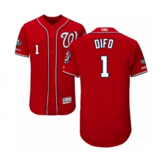 Men's Washington Nationals #1 Wilmer Difo Red Alternate Flex Base Authentic Collection 2019 World Series Champions Baseball Jersey - Ujersey