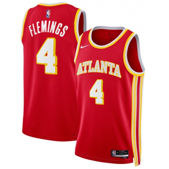 Men's Atlanta Hawks #4 Kingston Flemings Red 2026 Draft Icon Edition Stitched Jersey - Ujersey