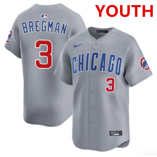 Youth Chicago Cubs #3 Alex Bregman nike Gray road limited jersey - Ujersey