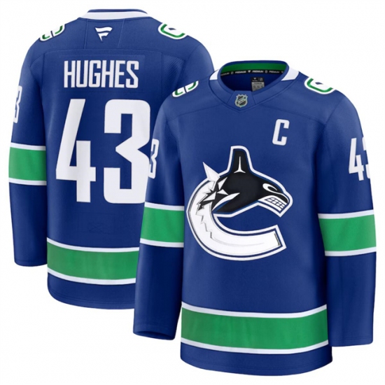 Men's Vancouver Canucks #43 Quinn Hughes Blue 2024-25 Home Stitched Hockey Jersey - Ujersey