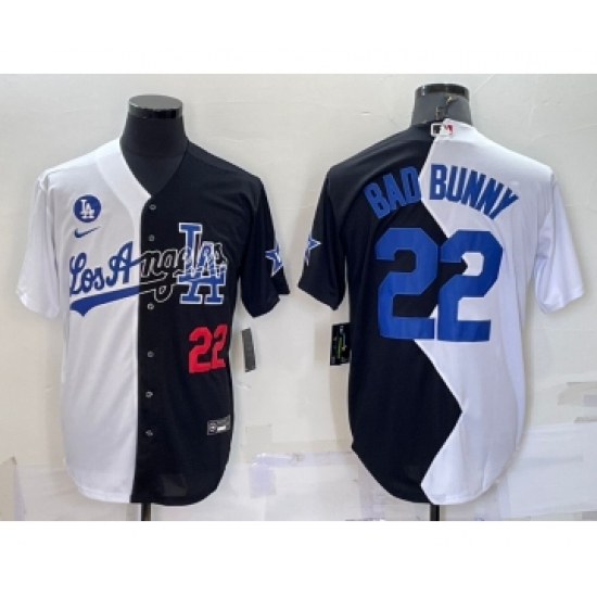 Men's Los Angeles Dodgers #22 Bad Bunny White Black Number 2022 Celebrity Softball Game Cool Base Jersey - Ujersey