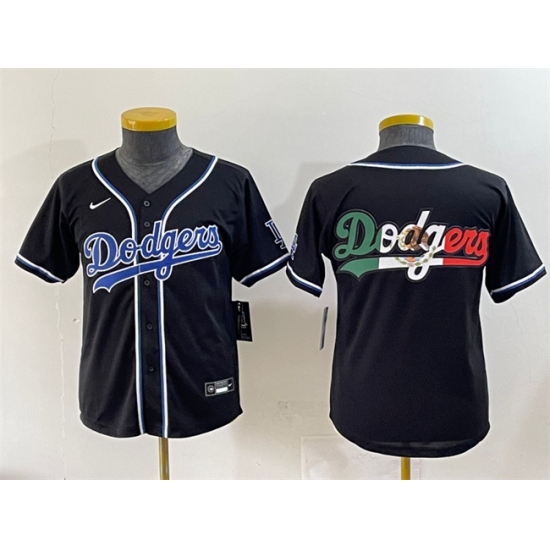 Youth Los Angeles Dodgers Team Big Logo Black Stitched Baseball Jersey - Ujersey