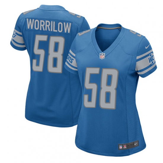 Women's Nike Detroit Lions #58 Paul Worrilow Game Blue Team Color NFL Jersey - Ujersey