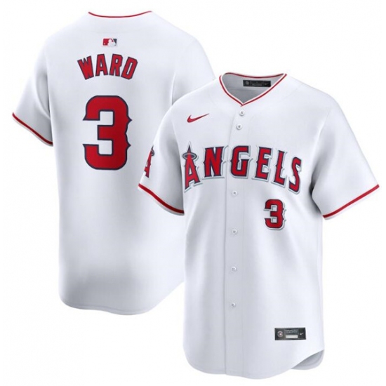 Men's Los Angeles Angels #3 Taylor Ward White Home Limited Baseball Stitched Jersey - Ujersey