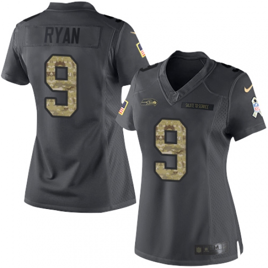 Women's Nike Seattle Seahawks #9 Jon Ryan Limited Black 2016 Salute to Service NFL Jersey - Ujersey