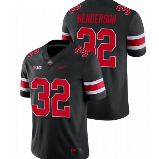 Men's Ohio State Buckeyes #32 TreVeyon Henderson C.J. Stroud Scarlet Game Black Jersey - Ujersey