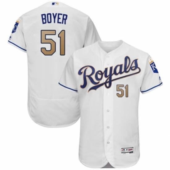 Men's Majestic Kansas City Royals #51 Blaine Boyer White Flexbase Authentic Collection MLB Jersey - Ujersey