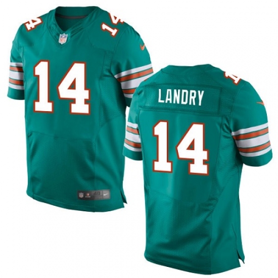 Men's Nike Miami Dolphins #14 Jarvis Landry Elite Aqua Green Alternate NFL Jersey - Ujersey