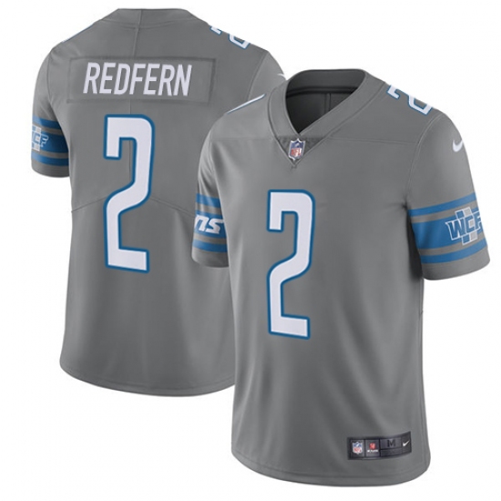 Men's Nike Detroit Lions #2 Kasey Redfern Elite Steel Rush Vapor Untouchable NFL Jersey - Ujersey