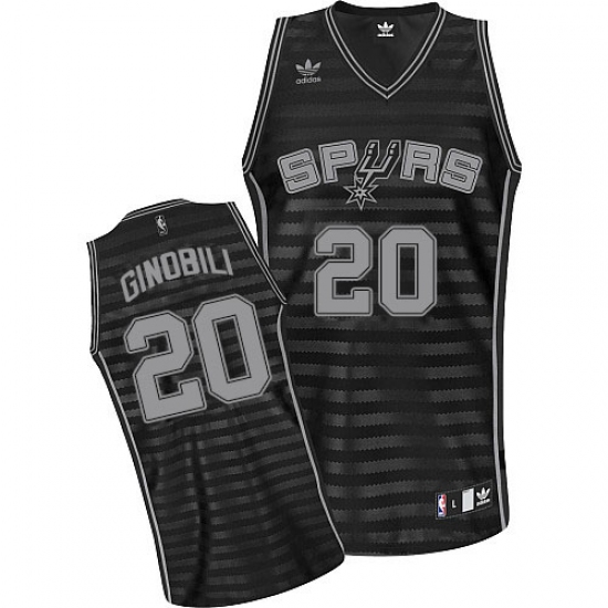 Men's Adidas San Antonio Spurs #20 Manu Ginobili Swingman Black/Grey Groove NBA Jersey - Ujersey