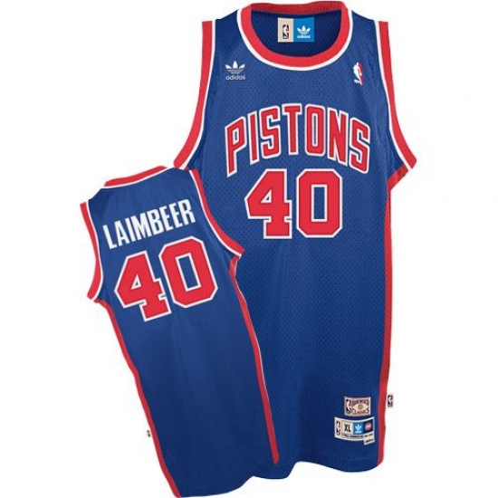 Men's Adidas Detroit Pistons #40 Bill Laimbeer Authentic Blue Throwback NBA Jersey - Ujersey