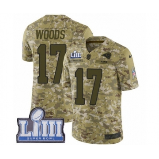 Youth Nike Los Angeles Rams #17 Robert Woods Limited Camo 2018 Salute to Service Super Bowl LIII Bound NFL Jersey - Ujersey