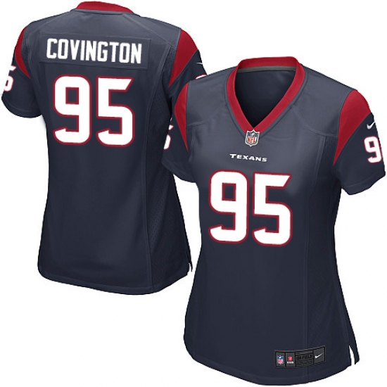 Women's Nike Houston Texans #95 Christian Covington Game Navy Blue Team Color NFL Jersey - Ujersey