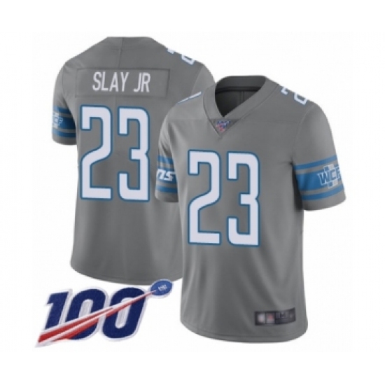 Men's Detroit Lions #23 Darius Slay Limited Steel Rush Vapor Untouchable 100th Season Football Jersey - Ujersey