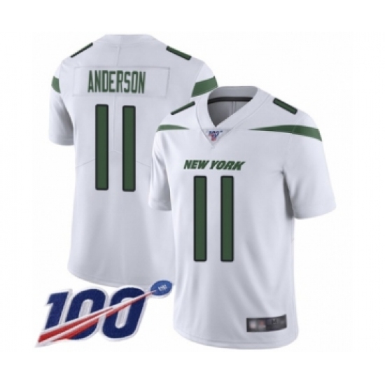 Men's New York Jets #11 Robby Anderson White Vapor Untouchable Limited Player 100th Season Football Jersey - Ujersey