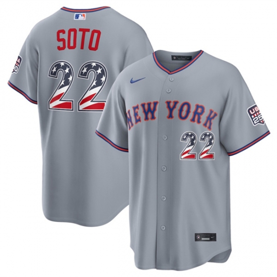 Men's New York Mets #22 Juan Soto Gray USA 250 Fourth of July Home Stitched Baseball Jersey - Ujersey
