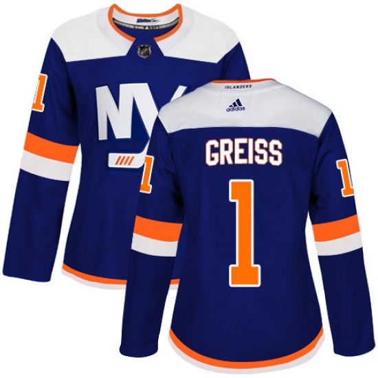 Women's Adidas New York Islanders #1 Thomas Greiss Premier Blue Alternate NHL Jersey - Ujersey