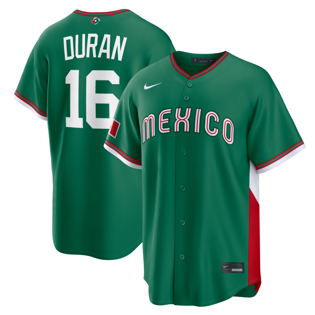 Men's Mexico Baseball Jarren Duran Nike Green 2026 World Baseball Classic Road Stadium Jersey - Ujersey NHL