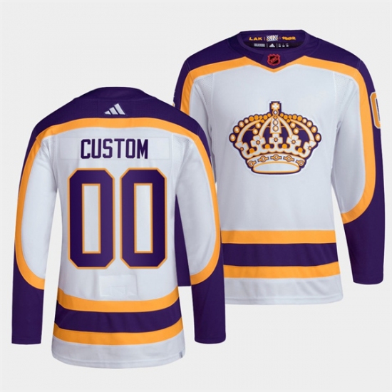 Men's Los Angeles Kings Custom White 2022 Reverse Retro Stitched Jersey - Ujersey
