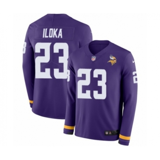 Men's Nike Minnesota Vikings #23 George Iloka Limited Purple Therma Long Sleeve NFL Jersey - Ujersey