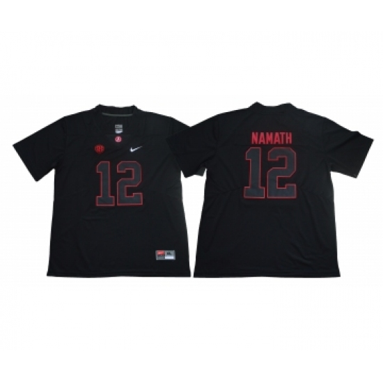 Alabama Crimson Tide 12 Joe Namath Black Shadow Nike College Football Jersey - Ujersey