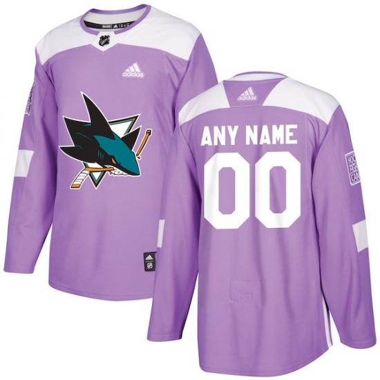 Men's San Jose Sharks adidas Purple Hockey Fights Cancer Custom Practice Jersey - Ujersey