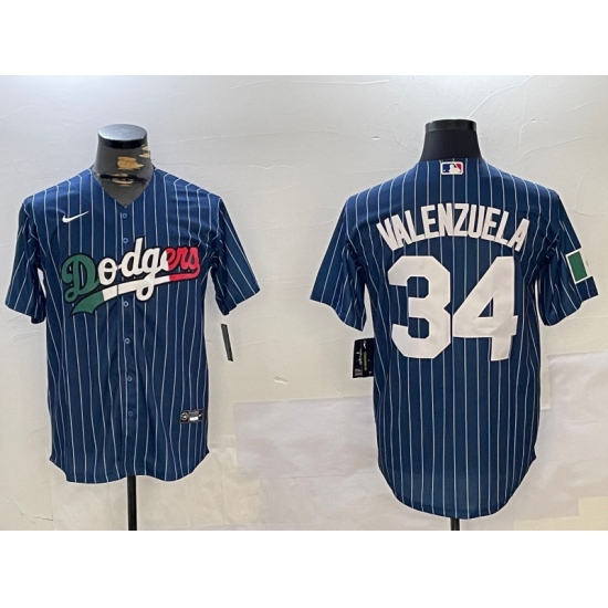 Men's Los Angeles Dodgers #34 Fernando Valenzuela blue Authentic Collection Stitched Jersey - Ujersey