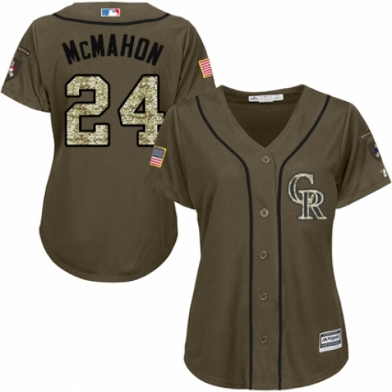 Women's Majestic Colorado Rockies #24 Ryan McMahon Authentic Green Salute to Service MLB Jersey - Ujersey