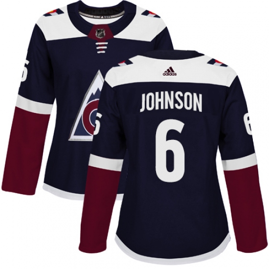 Women's Adidas Colorado Avalanche #6 Erik Johnson Authentic Navy Blue Alternate NHL Jersey - Ujersey