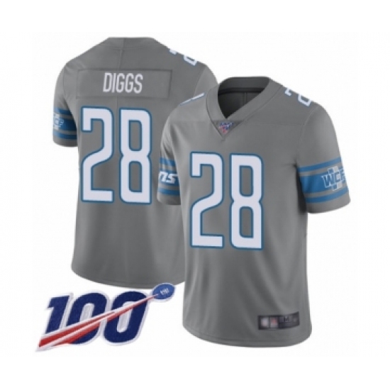 Men's Detroit Lions #28 Quandre Diggs Limited Steel Rush Vapor Untouchable 100th Season Football Jersey - Ujersey