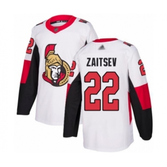 Youth Ottawa Senators #22 Nikita Zaitsev Authentic White Away Hockey Jersey