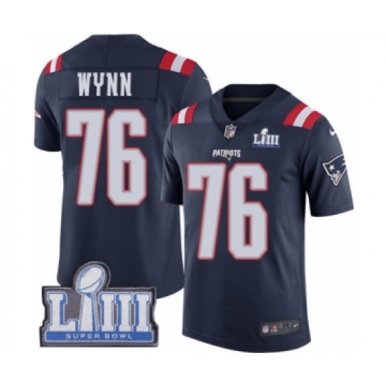 Youth Nike New England Patriots #76 Isaiah Wynn Limited Navy Blue Rush Vapor Untouchable Super Bowl LIII Bound NFL Jersey - Ujersey