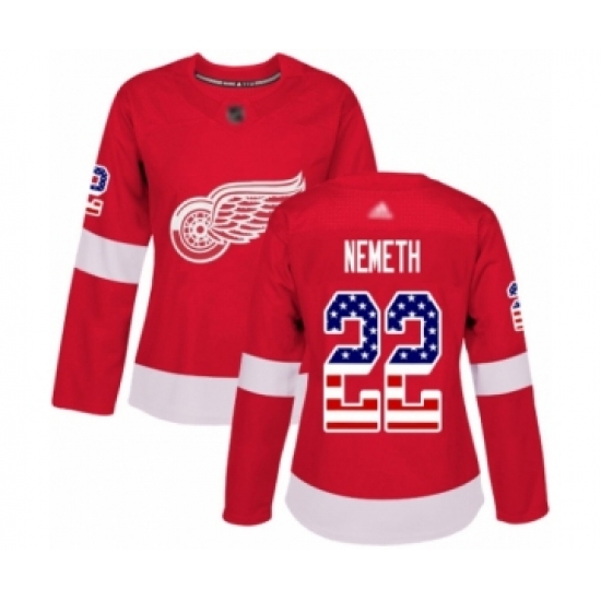 Women's Detroit Red Wings #22 Patrik Nemeth Authentic Red USA Flag Fashion Hockey Jersey - Ujersey