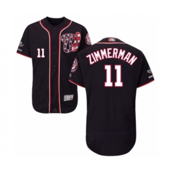 Men's Washington Nationals #11 Ryan Zimmerman Navy Blue Alternate Flex Base Authentic Collection 2019 World Series Champions Baseball Jersey - Ujersey